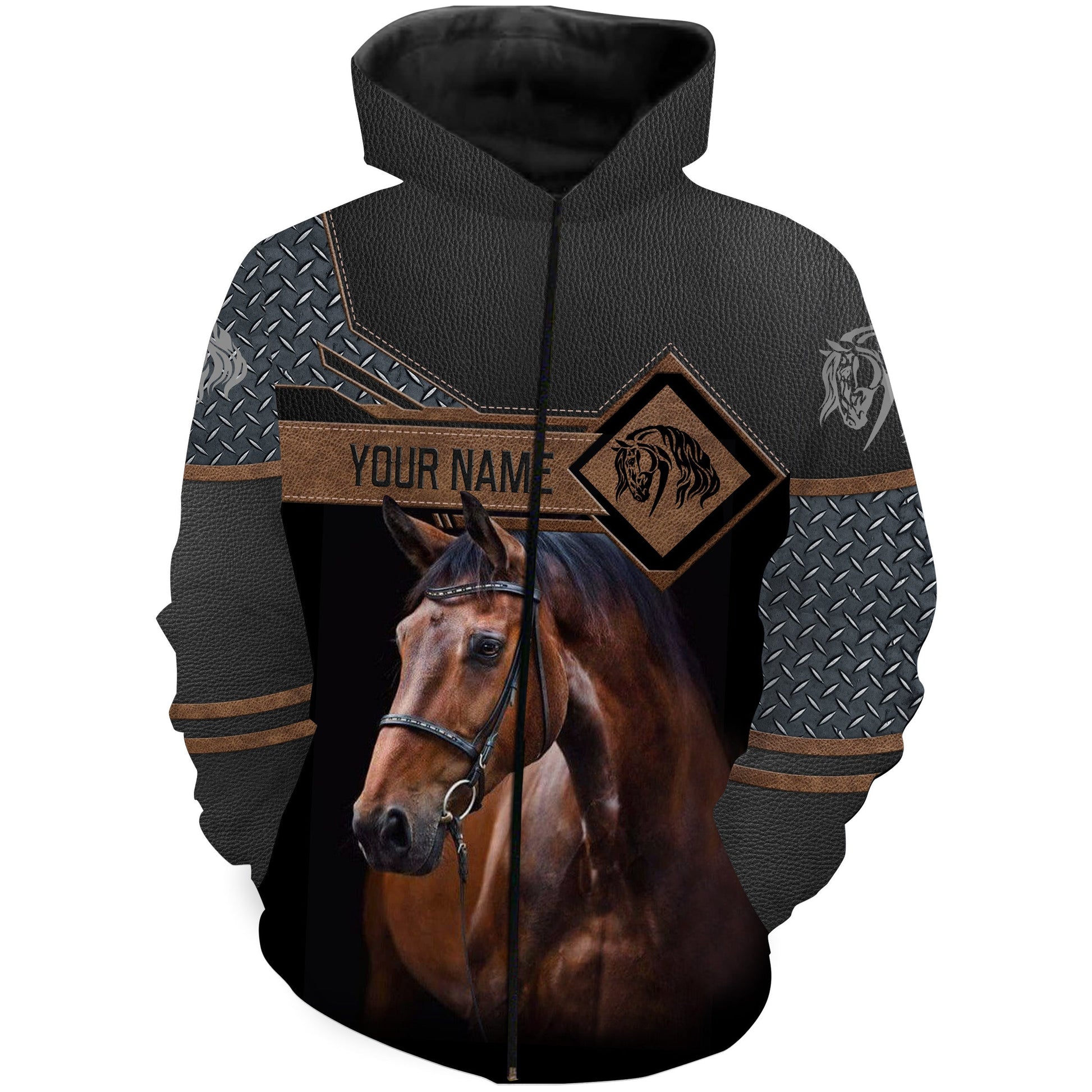 Love Horse Customize Name 3D All Over Printed Shirts Personalized brown Horse Lovers gift For Adult And Kid NQS3000