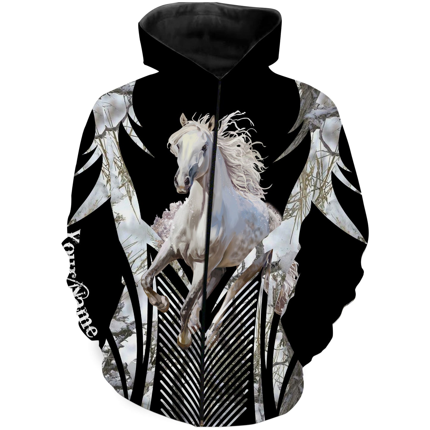 Beautiful Andalusian horse shirt winter camo Customize Name love horse 3D All Over Printed Shirt NQS3102