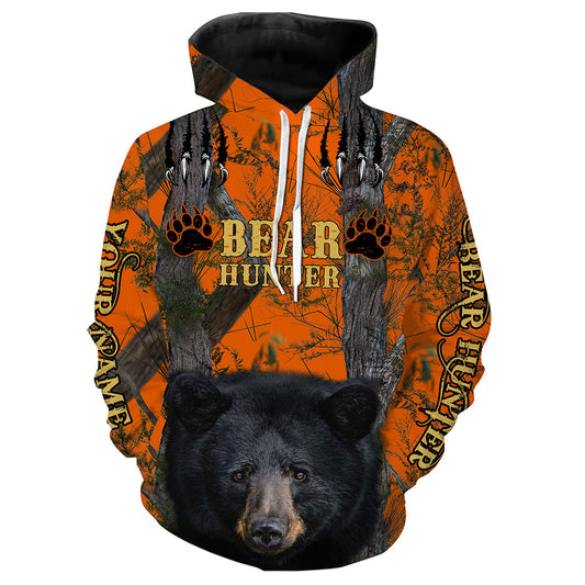 Black Bear Hunting Customize Name 3D All Over Printed Shirts Personalized Hunting gift For Adult And Kid NQS637 Hoodie