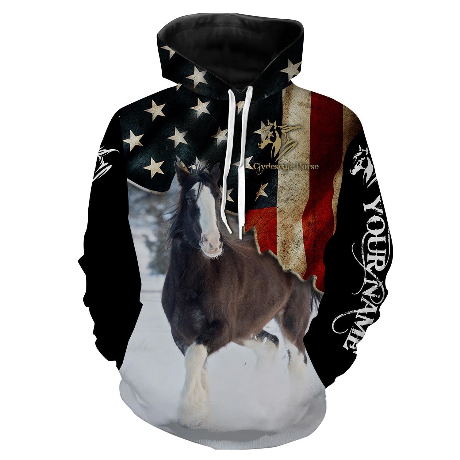 Clydesdale horse American flag patriotic Customize Name 3D All Over Printed Shirts Personalized gift For Horse Lovers NQS2699