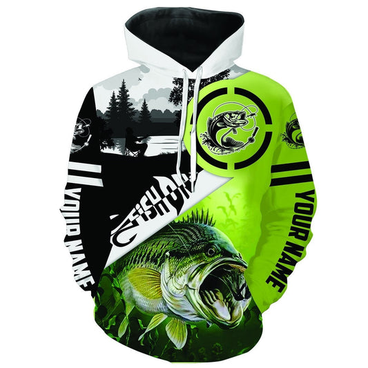 Largemouth Bass fishing Customize Name All Over Printed Shirts Hoodie