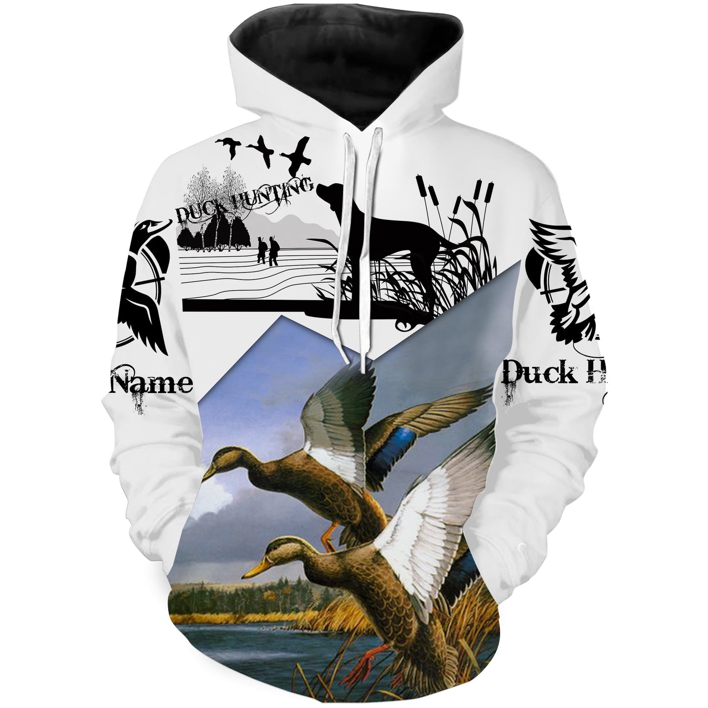 Duck Hunting Dog Waterfowl Camouflage Customize Name 3D All Over Printed Shirts Nqs1062 Hoodie Hoodie