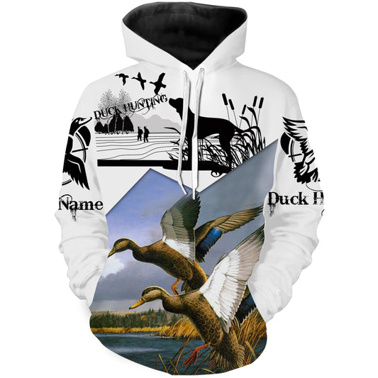 Duck Hunting Dog Waterfowl Camouflage Customize Name 3D All Over Printed Shirts Nqs1062 Hoodie Hoodie