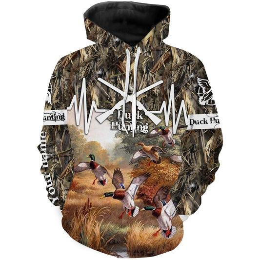 Duck Hunting Waterfowl Camouflage Customize Name 3D All Over Printed Shirts Nqs1063 Hoodie Hoodie