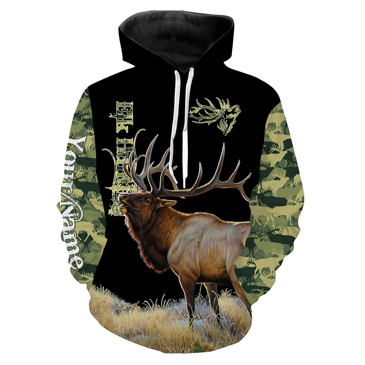 Elk Hunting Green Camo 3D All Over print shirts personalized hunting apparel for Adult and kid NQS535 Hoodie