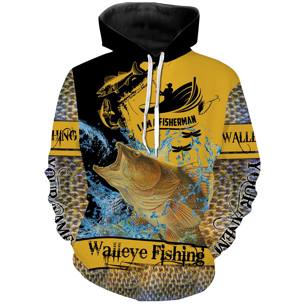 I am a fisherman Walleye Fishing Custome Name All Over Printed Shirts For Adult And Kid Personalize Gift NQS258 Hoodie