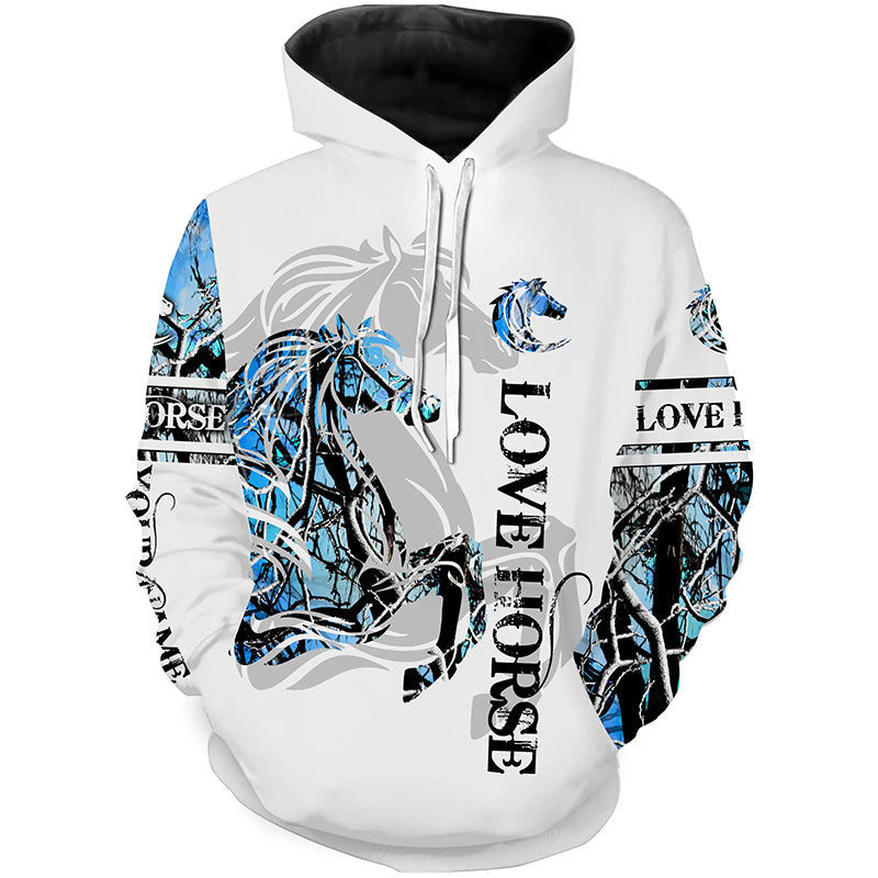 Love Horse tattoo blue camo Customize Name All Over Printed Shirts Personalized gifts for Horse Lovers NQS4264