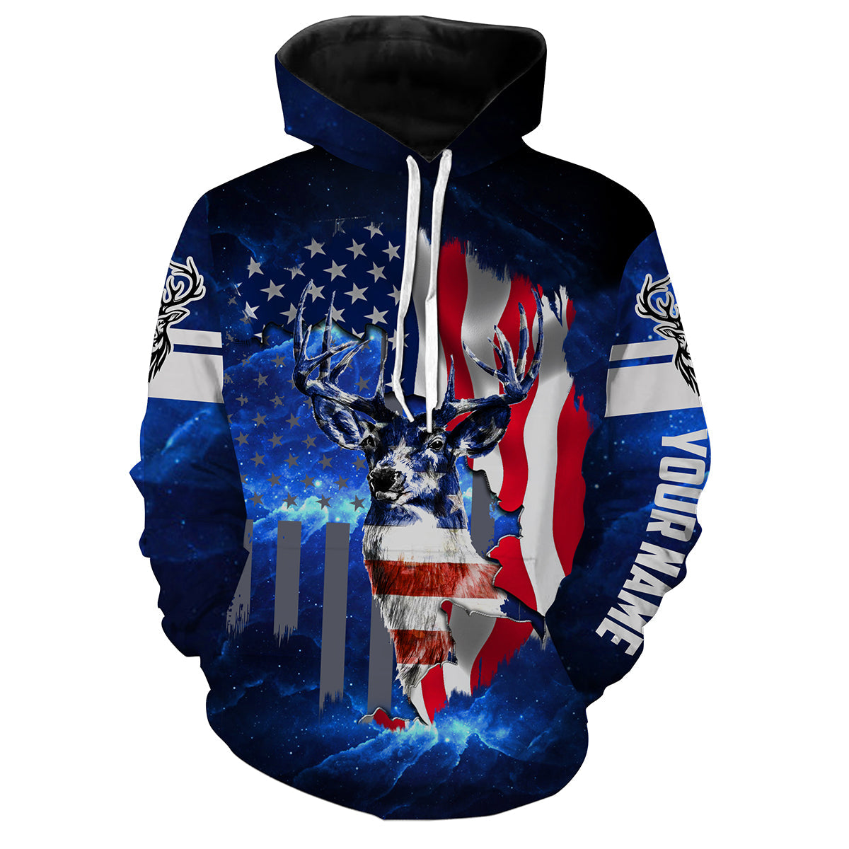 Deer skull hunting legend deer horn American flag patriotic 3d galaxy custom camo shirts NQSD18