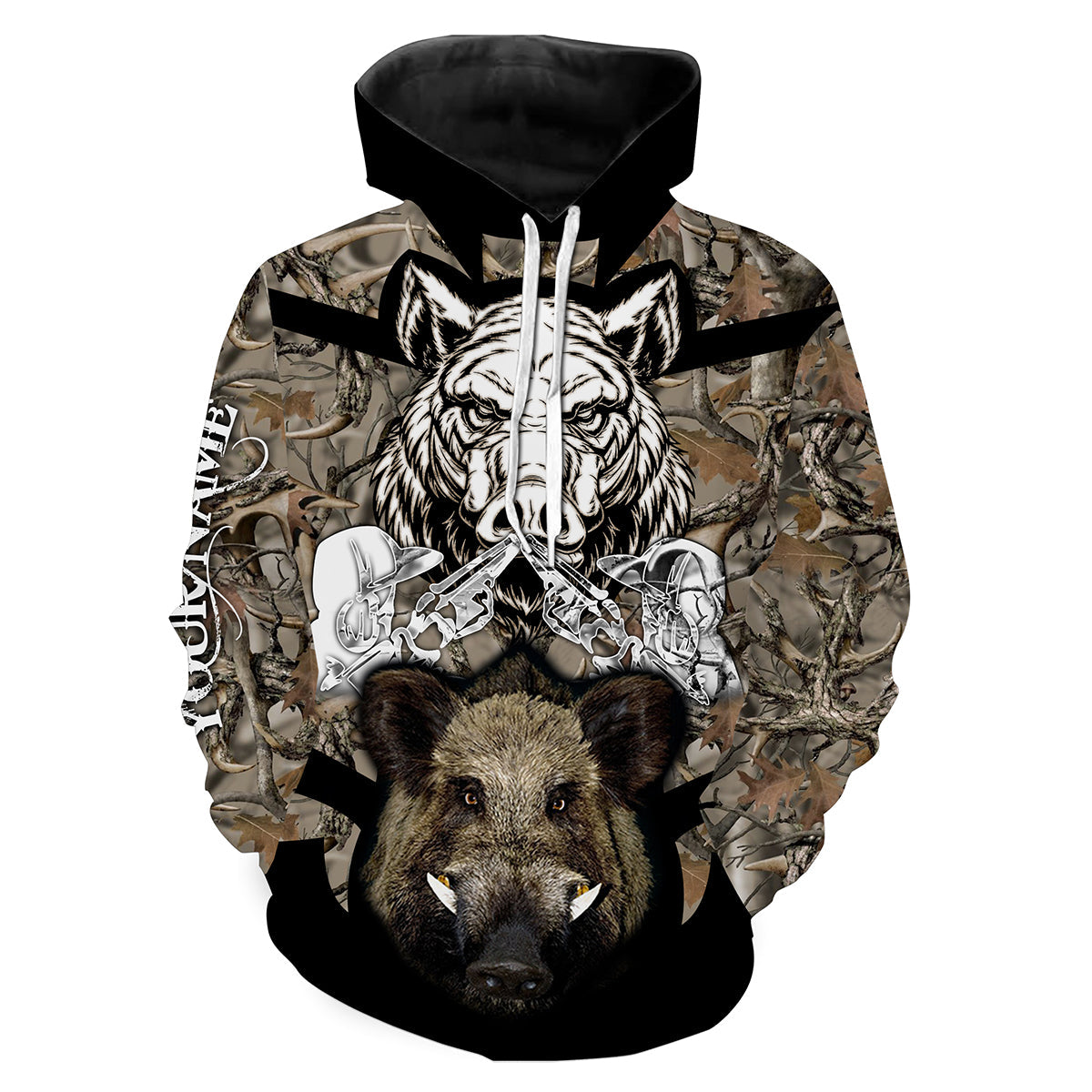 Wild Boar Hunting camo Customize Name 3D All Over Printed Shirts Personalized Hunting gift For Adult And Kid NQS949 Hoodie