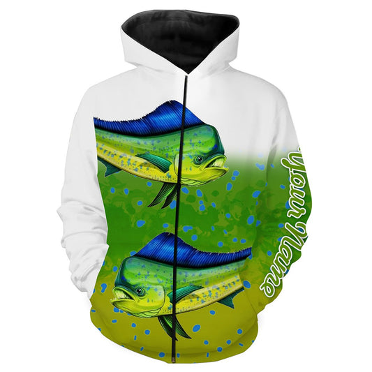 Mahi-mahi Fishing Customize Name 3D All Over Printed Shirts For Adult And Kid Personalized Fishing Gift NQS261 Zip up hoodie