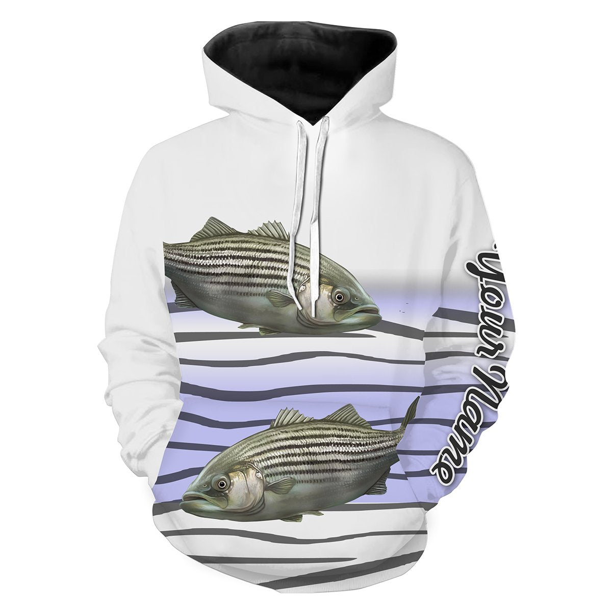 Striped Bass Fishing Customize Name 3D All Over Printed Shirts For Adult And Kid Personalized Fishing Gift NQS268 Hoodie