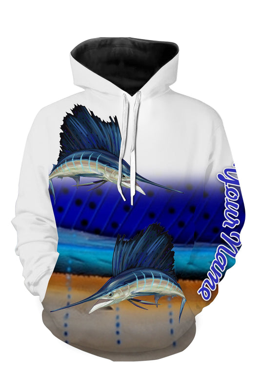 Sailfish Fishing Customize Name 3D All Over Printed Shirts For Adult And Kid Personalized Fishing Gift NQS269 Hoodie