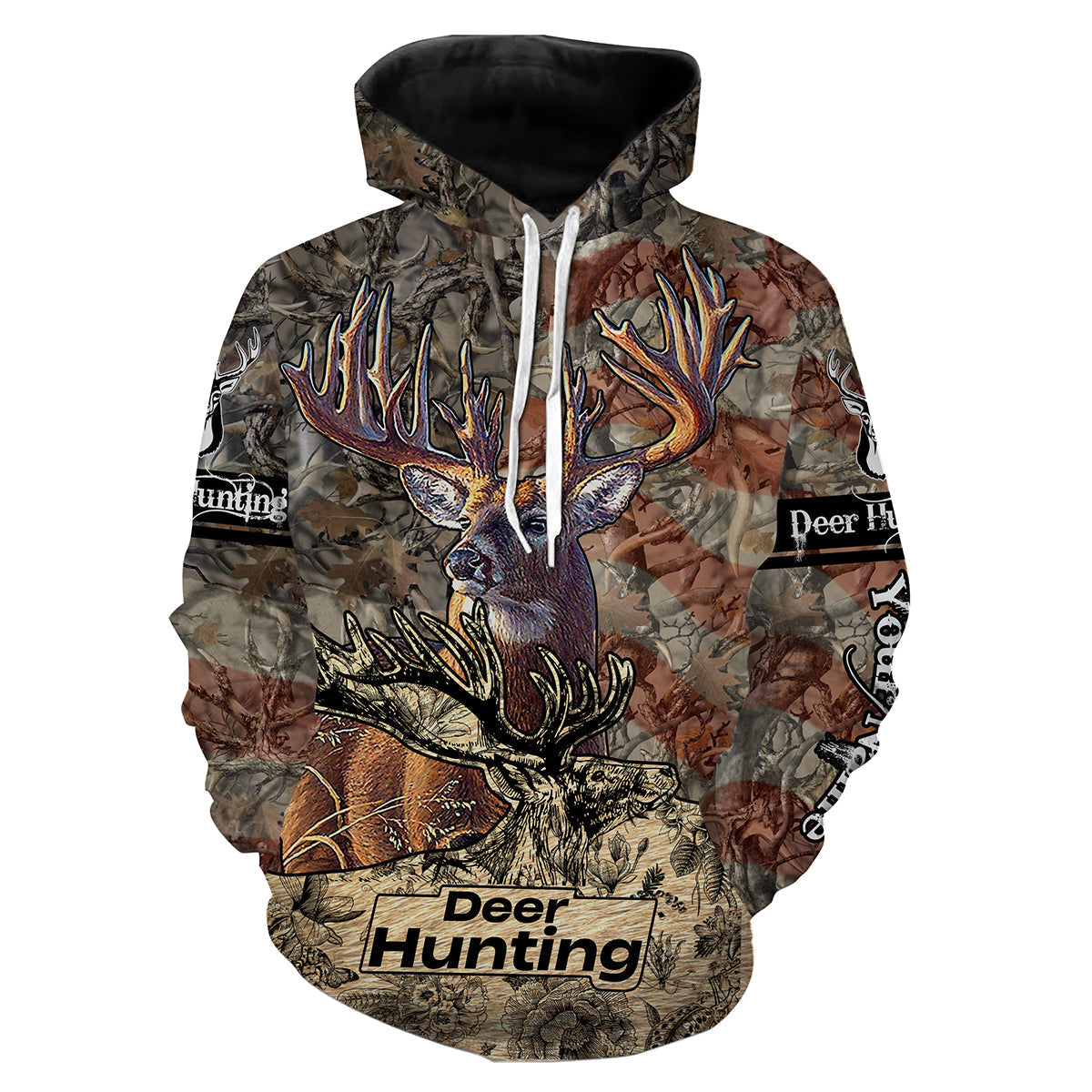 Deer hunting camo American flag patriotic hunting shirt men, Hoodie, Long Sleeve, custom hunting gifts NQS3444