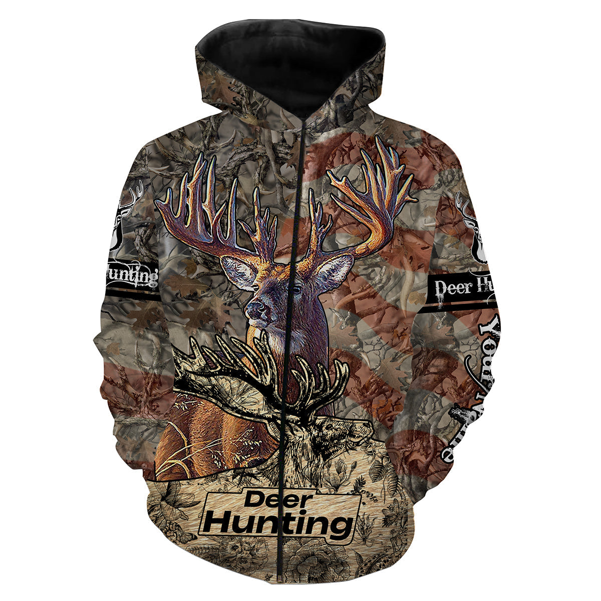 Deer hunting camo American flag patriotic hunting shirt men, Hoodie, Long Sleeve, custom hunting gifts NQS3444