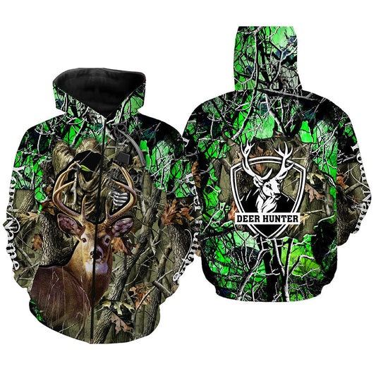 Deer Hunting big game green camo Grim Reaper Custom Name 3D All over print shirts gifts for Hunters NQS4292