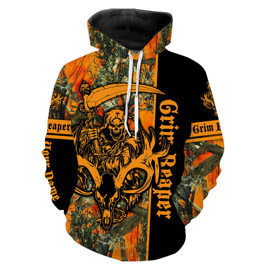 Deer Hunting Big Game Orange Muddy Camo Grim Reaper Custom Name 3D All Over Print Shirts Hoodie Hoodie