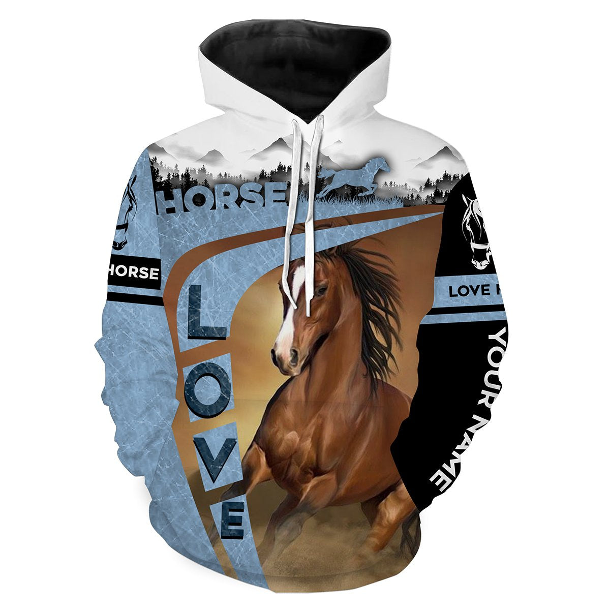 Love Horse Quater Horse Customize Name 3D All Over Printed Shirts Personalized gift For Horse Lovers NQS711 Hoodie