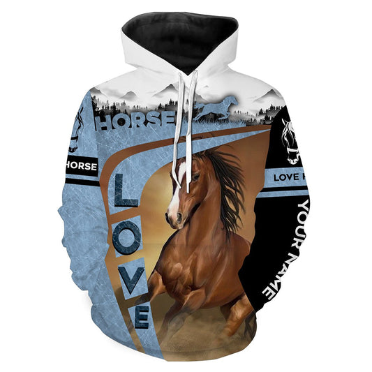 Love Horse Quater Horse Customize Name 3D All Over Printed Shirts Personalized gift For Horse Lovers NQS711 Hoodie