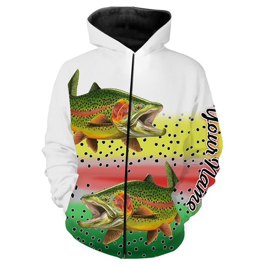 Rainbow Trout Fishing Customize Name 3D All Over Printed Shirts For Adult And Kid Personalized Fishing Gift NQS276 Zip up hoodie