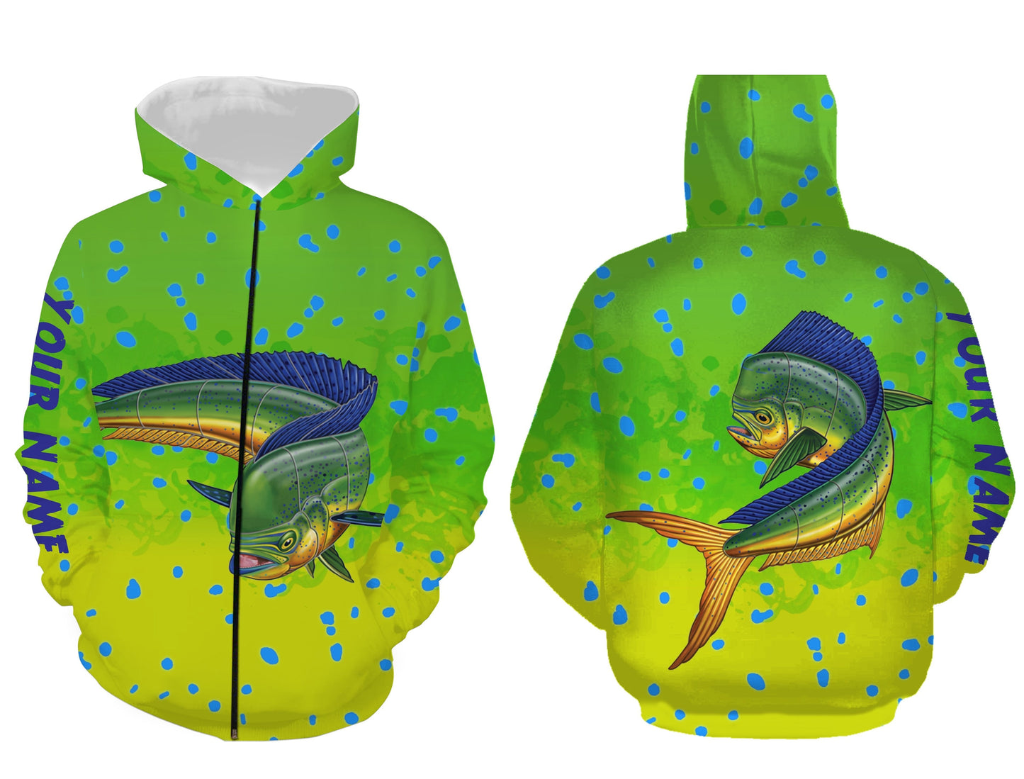 Mahi mahi Fishing Customize Name 3D All Over Printed Personalized Fishing Shirts NQS281 Zip up hoodie