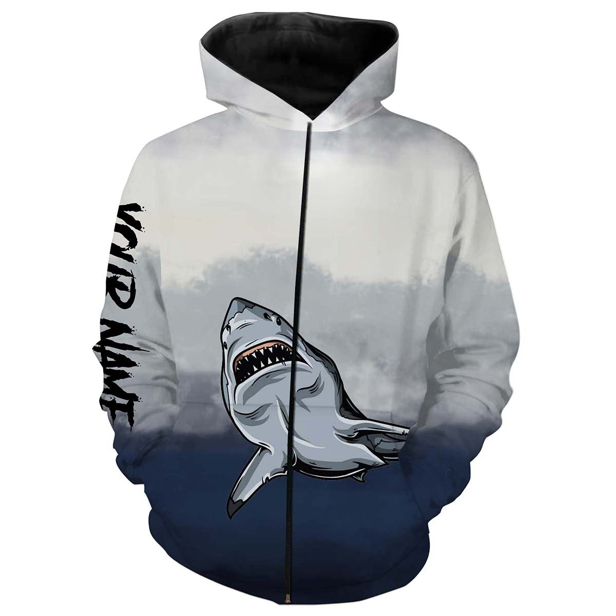 Shark Fishing Customize Name 3D All Over Printed Personalized Fishing Shirts Nqs282 Zip Up Hoodie Zip Up Hoodie