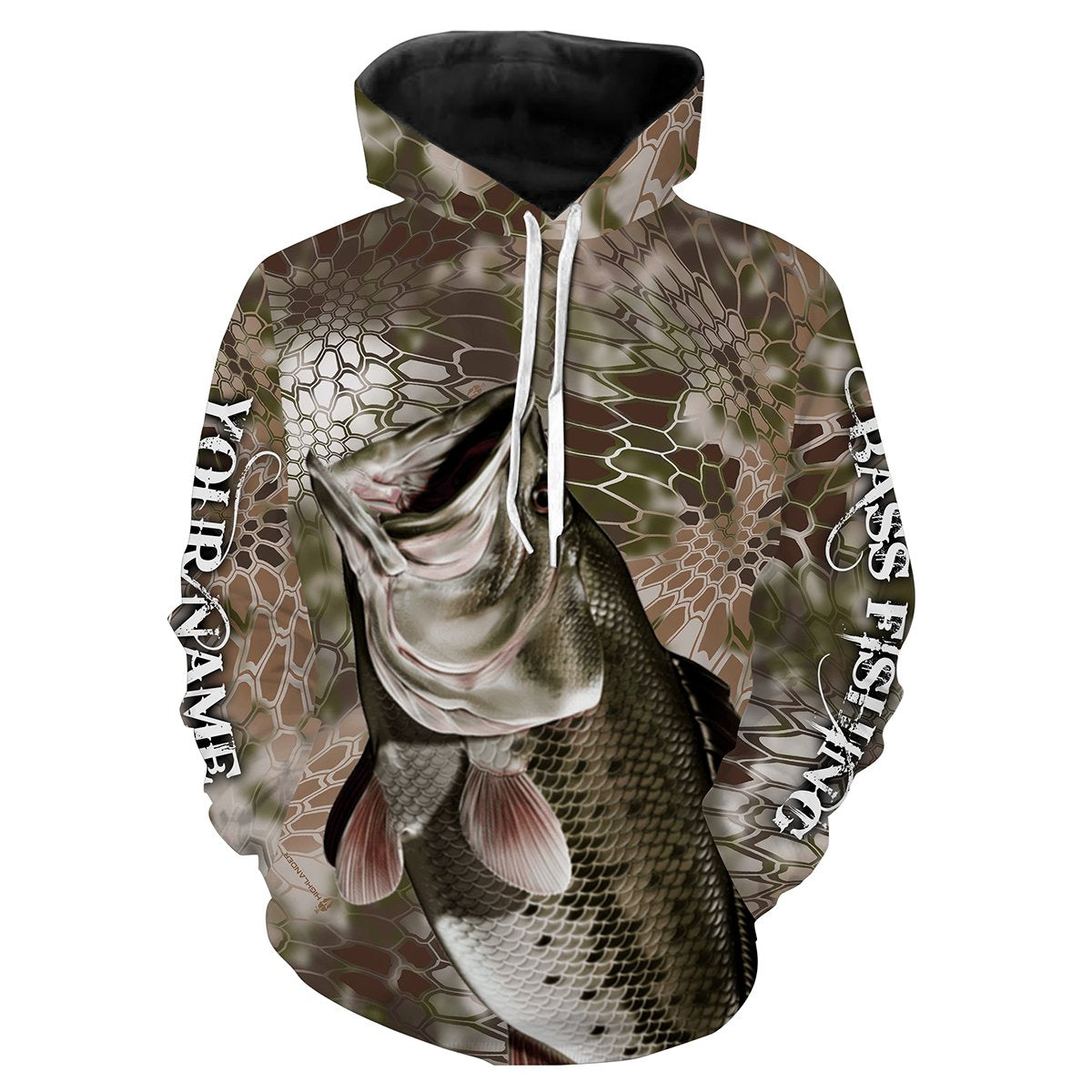 Largemouth Bass Fishing Camo Customize Name Camo 3D All Over Printed Shirts Personalized Gift For Men Hoodie