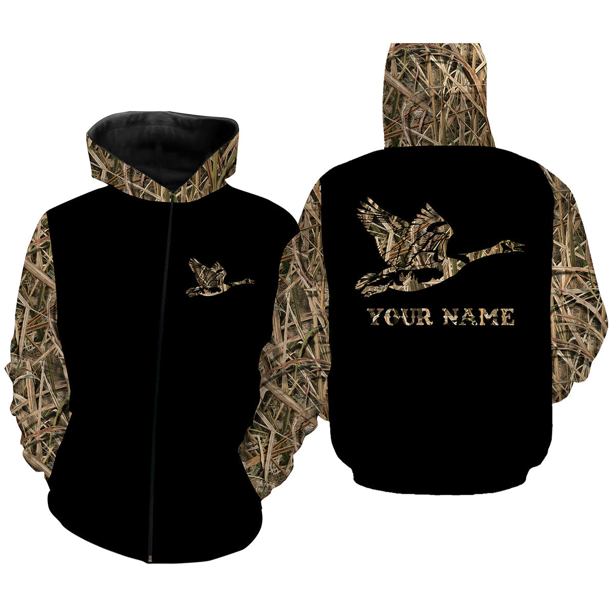 Goose Hunting Waterfowl Camo Customize Name 3D All Over Printed Shirts NQS836 Zip up hoodie