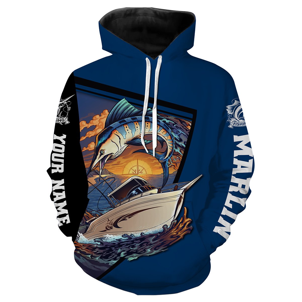 Marlin Fishing 3D All Over printed Customized Name Shirts For Adult And Kid NQS289 Hoodie