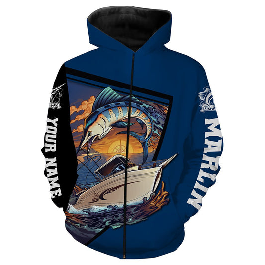 Marlin Fishing 3D All Over printed Customized Name Shirts For Adult And Kid NQS289 Zip up hoodie