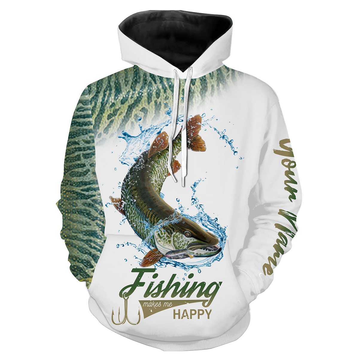 Musky Fishing Customize Name 3D All Over Printed Shirts Personalized Fishing Gift For Father Hoodie