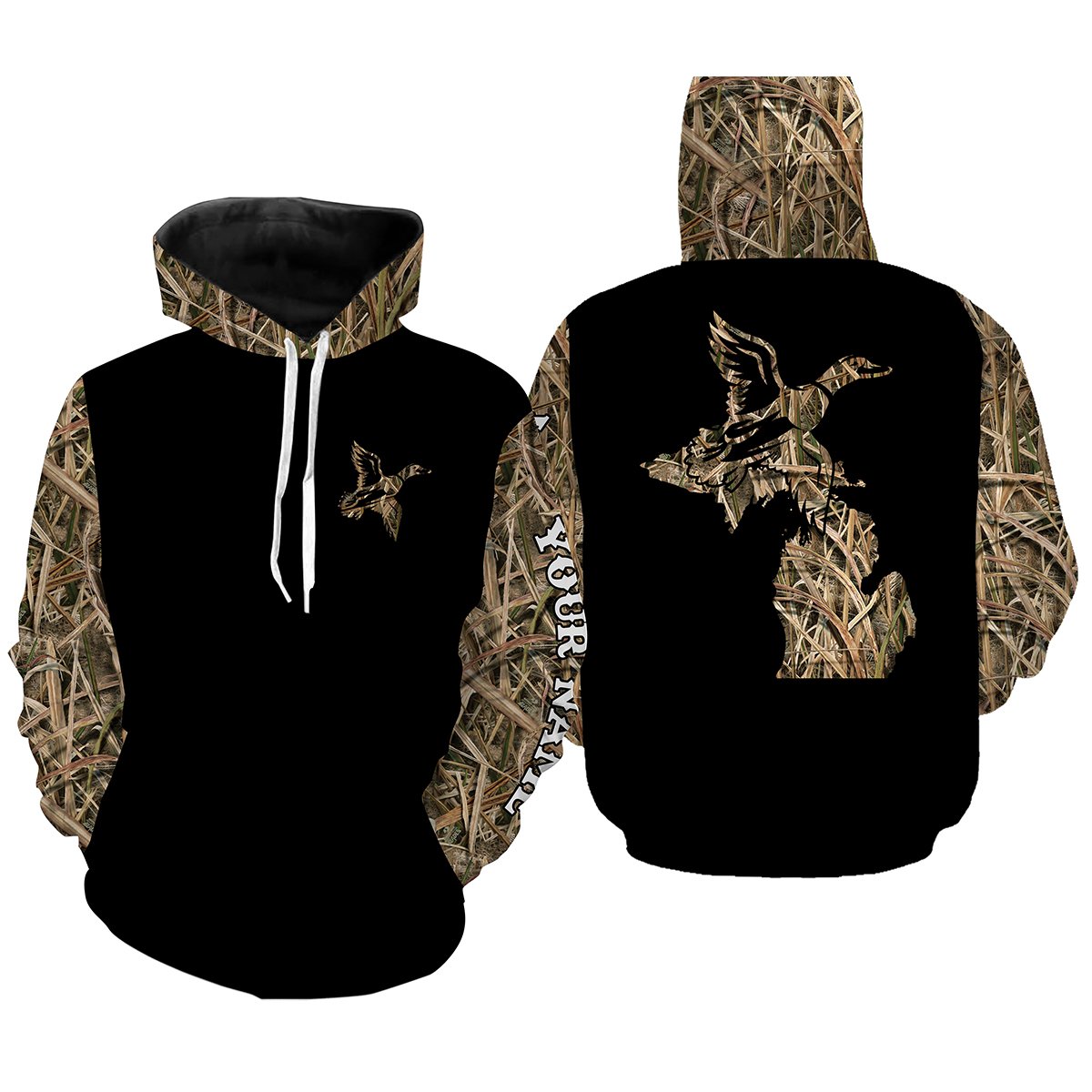 Duck Hunting Tattoos Michigan Waterfowl Camo Customize Name 3D All Over Printed Shirts Personalized Hunting Gift For Adult And Kid Nqs2641 Hoodie Hoodie