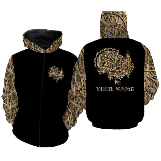 Turkey Hunting Camo Customize Name 3D All Over Printed Shirts Personalized Hunting gift For Adult And Kid NQS858 Hoodie