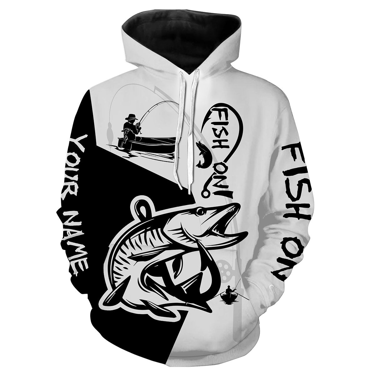 Musky Fish On Custome Name 3D All Over Printed Shirts For Adult And Kid Personalized Fishing gift NQS291 Hoodie