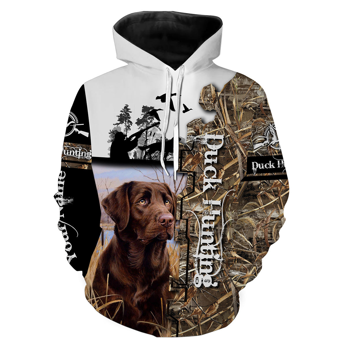 Duck hunt waterfowl hunting dog labrador retriever camouflage clothes Customize Name 3D All Over Printed Shirts plus size NQS1021 Hoodie