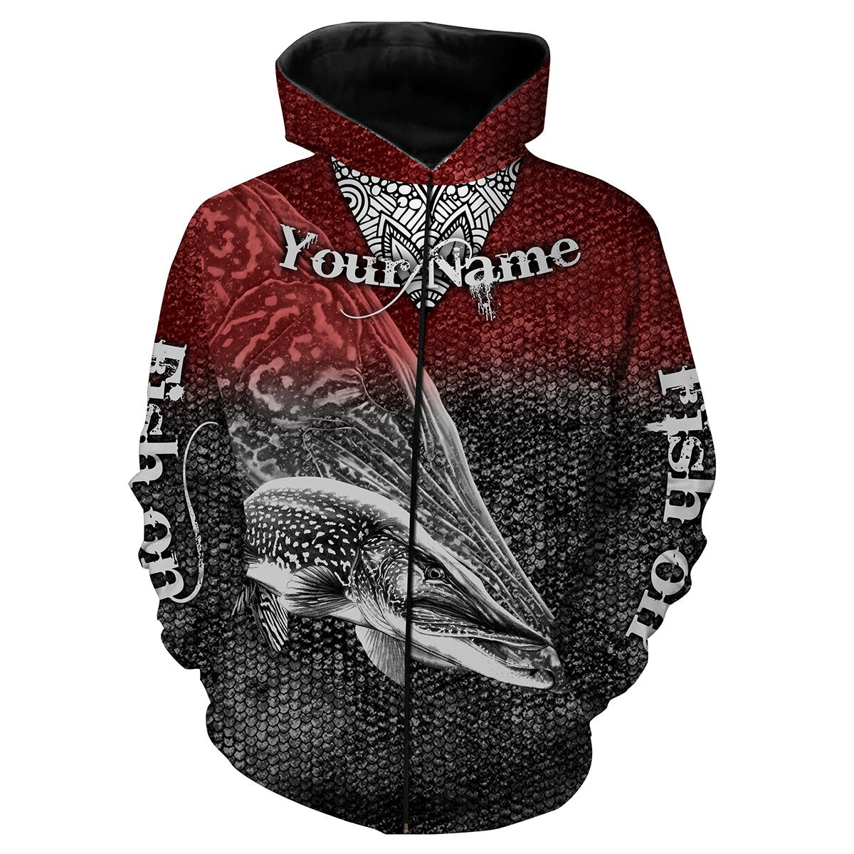 Northern Pike Fishing Fish On customize name all over print shirts personalized fishing gift NQS229 Zip up hoodie