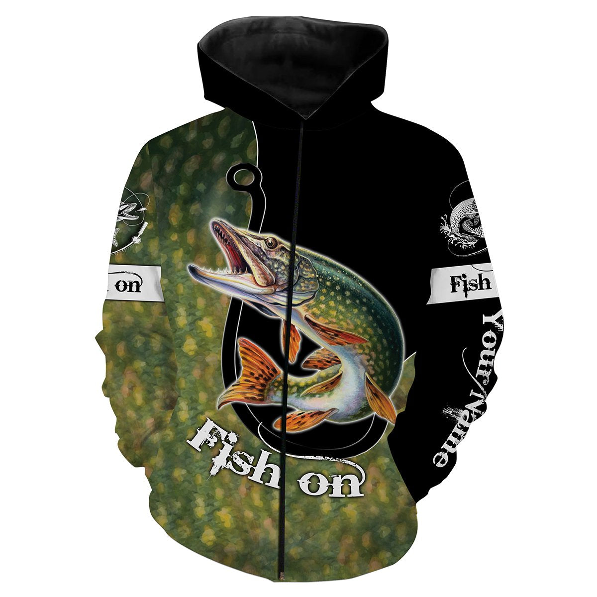 Pike 3D Scale Customize Name All Over Printed Shirts For Men And Women Personalized Fishing Gift Nqs232 Zip Up Hoodie Zip Up Hoodie