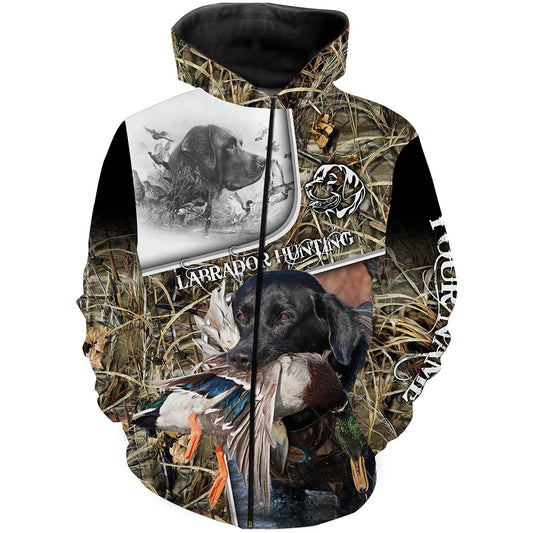 Best hunting Dog Labrador retriever duck hunting Customize name 3D All over print shirts waterfowl camo NQS1699