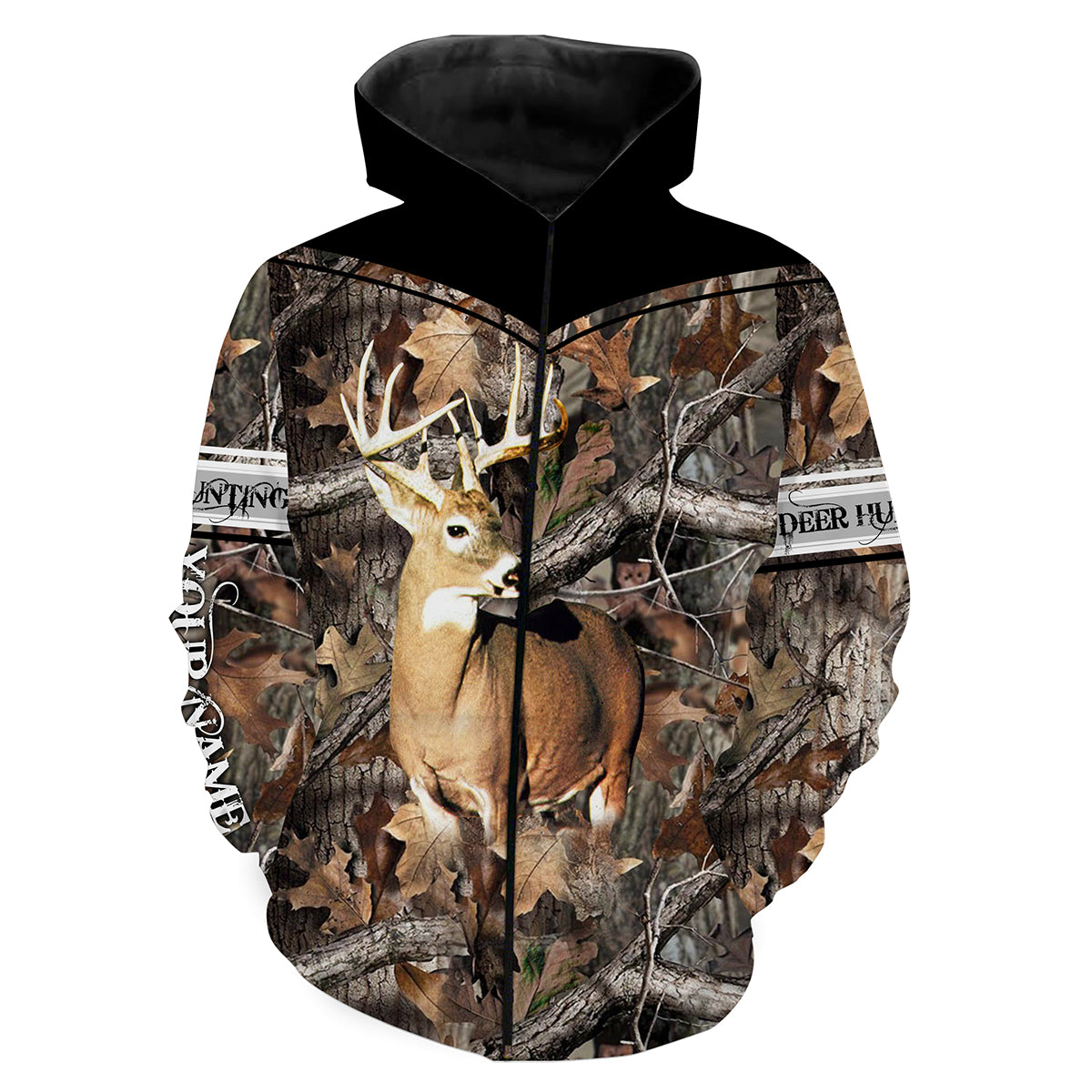 Deer Hunting big game camo Custom Name 3D All over print shirts - personalized hunting gifts - NQS737 Zip up hoodie