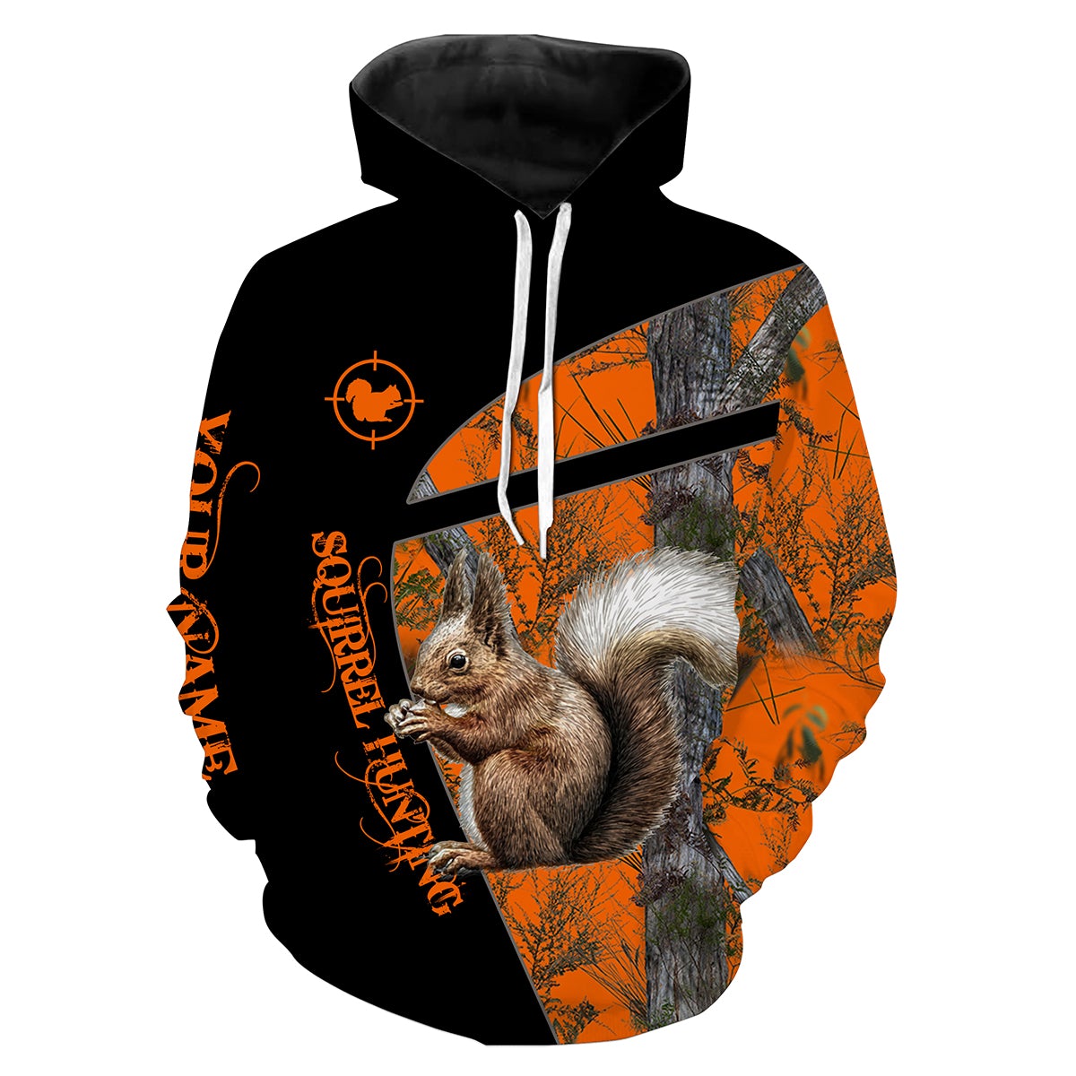 Squirrel Hunting Orange Camo Custom Name 3D All Over Print Sweatshirt Hoodie Hoodie