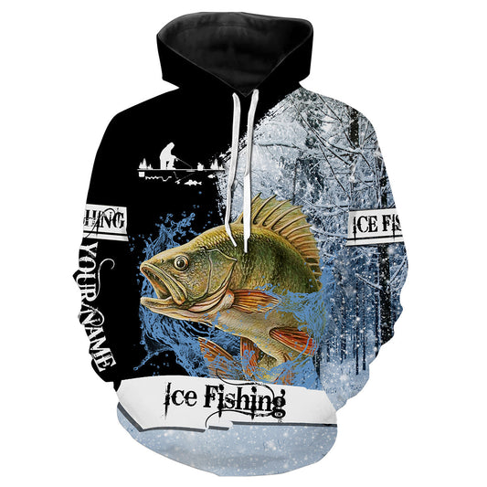 Yellow Perch Ice Fishing custom name 3D All Over Printed Shirts For Adult And Kid NQS302 Hoodie