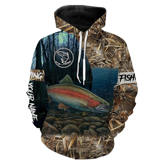 Rainbow Trout Fishing Customize Name 3D All Over Printed Shirts For Adult And Kid Personalized Fishing Gift NQS309 Hoodie