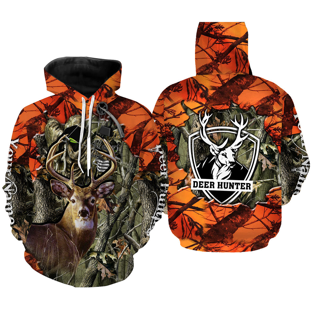 Deer Hunting big game camo Grim Reaper Custom Name 3D All over print shirts NQS742 Hoodie