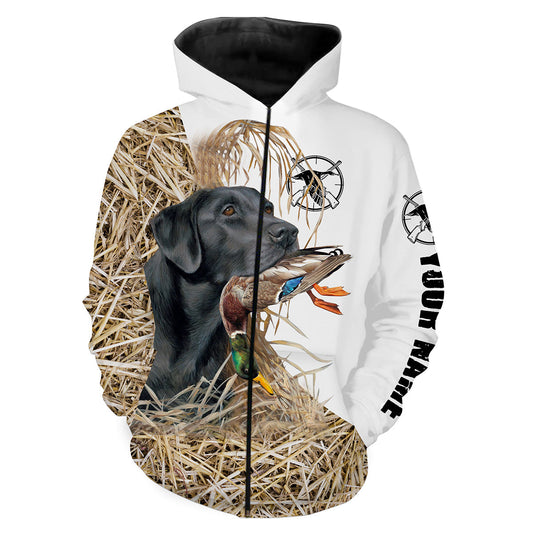 Mallard Duck Hunting Labrador Retriever Camo Waterfowl Custom Name 3D shirts duck hunting apparel NQS747 Zip up hoodie