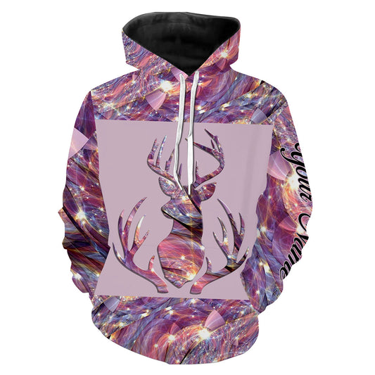 Country girl Deer Hunting deer skull pink stone Customize Name 3D All Over Printed Shirts NQS1373