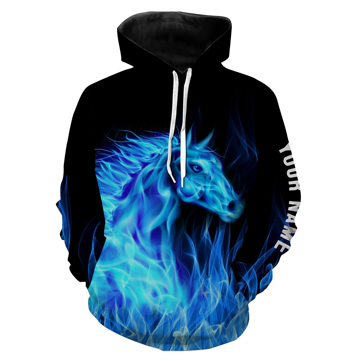 Blue Fire Horses Custom Horse Shirts Personalized Equestrian Clothing Hoodie Hoodie