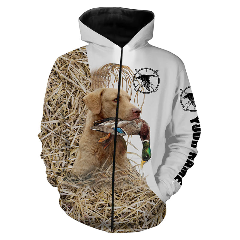 Duck Hunting With Chesapeake Bay Retriever Dog Custom Camo Shirts Zip Up Hoodie Zip Up Hoodie