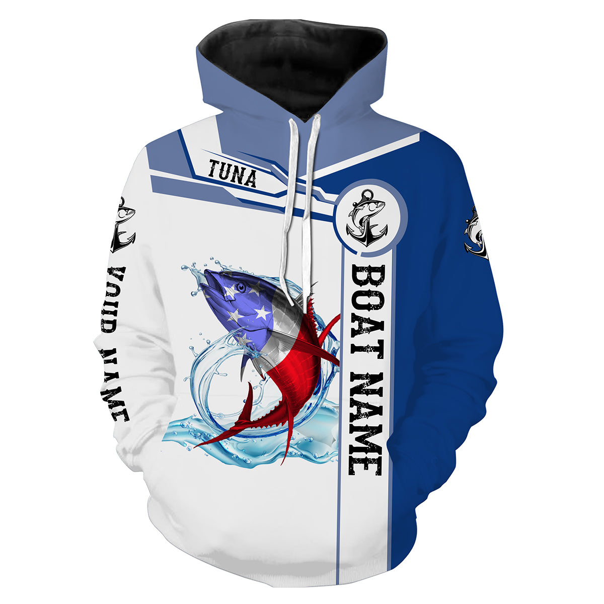 Tuna Fishing American Flag Custom performance Hoodie