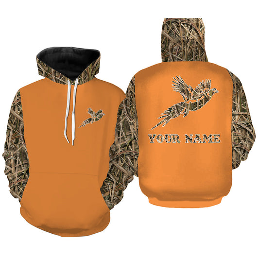 Pheasant Hunting Camo Orange version Customize Name 3D All Over Printed Shirts Personalized Hunting gift For Adult And Kid NQS933