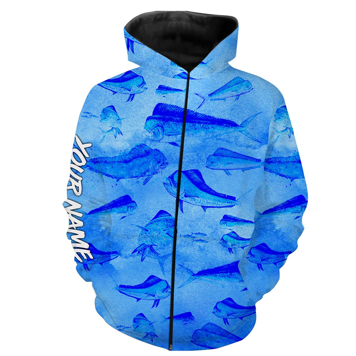 Mahi Mahi Dorado Fishing Saltwater Blue Ocean 3D All Over Print Custom Fishing Shirts Nqs568 Zip Up Hoodie Zip Up Hoodie