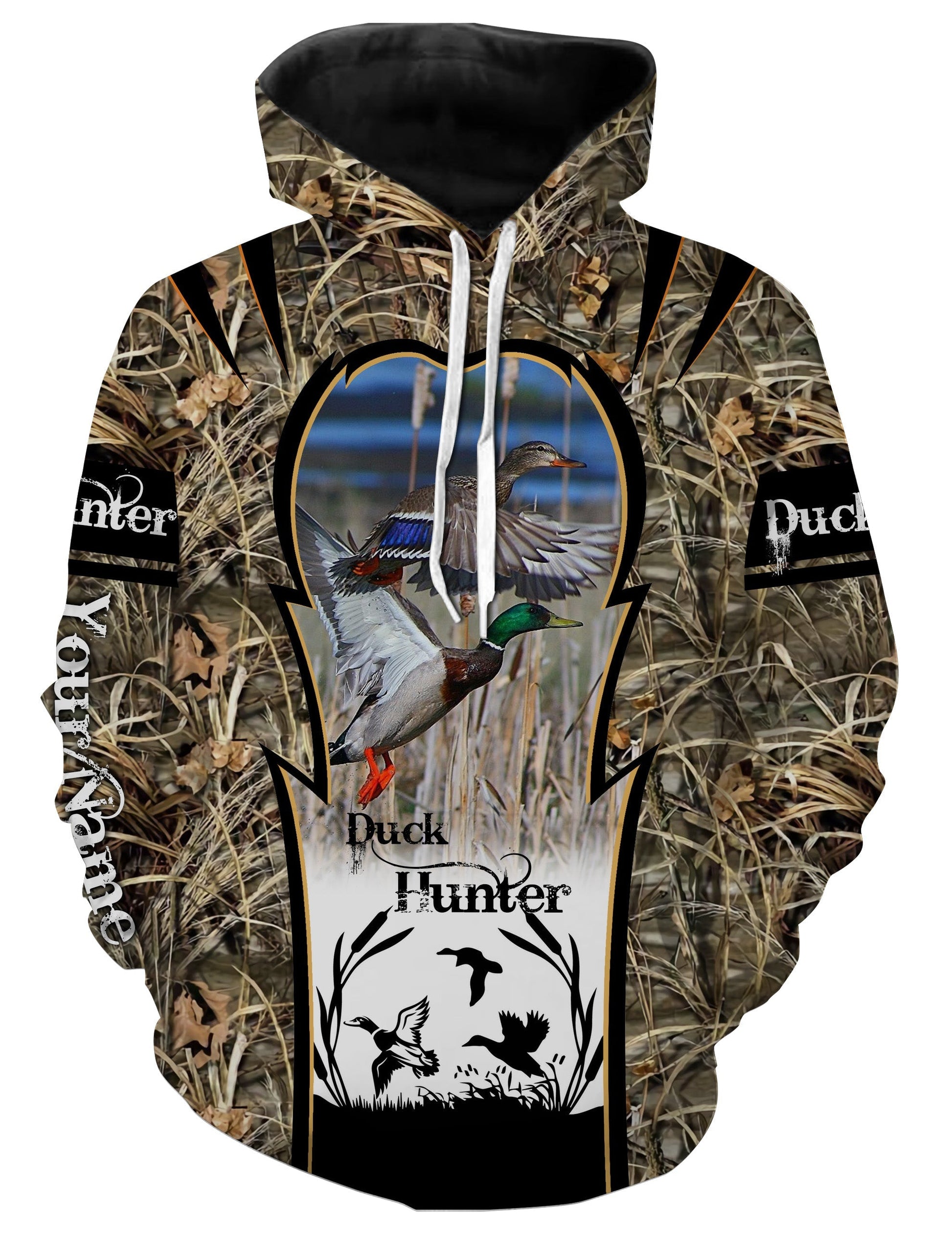 Mallard Duck hunting waterfowl camo hunting custom name 3D all over printed shirts - NQSD51